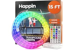 Happin LED Trampoline Lights with Remote Control, 16 Colors and 4 Modes, Waterproof Lights for Trampoline for Fun Outdoor Play and Night Lighting, Trampoline Accessories Set