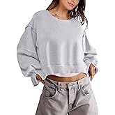 ANRABESS Womens Cropped Sweatshirts Oversized Crewneck Long Sleeve Tops 2026 Spring Winter Loose Pullover Teen Girls Clothes