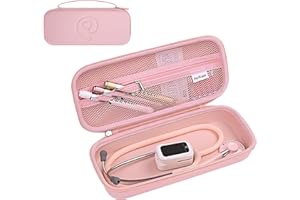 PERFCAZE Portable Stethoscope Case Compatible with 3M Littmann Classic III, Lightweight II S.E, Cardiology, MDF, Hard Stethoscopes Case with Mesh Pocket for Accessories Medical Scissors Thermometer (Pink)