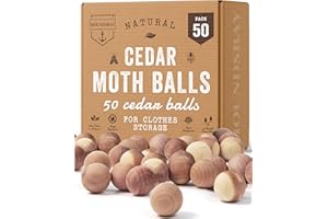 HOUNDSBAY 50 Cedar Balls for Clothes - Fresh Smell for Closets and Drawers - Protection for Garments - Cedarwood Closet Freshener & Protects from Moths - Wood Block for Drawer & Storage