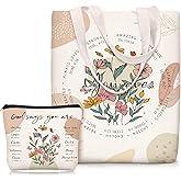 Paterr Christian Bag Women Bible Tote with Makeup Bag Church Religious Gift with Zipper Christmas(Light Brown,Boho)