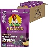 Sun-Maid California Sun-Dried Whole Pitted Prunes, 7oz Resealable Bag, 4 Pk | Dried Plums - Dried Fruit Snack for Lunches, Snacks, and Natural Sweeteners