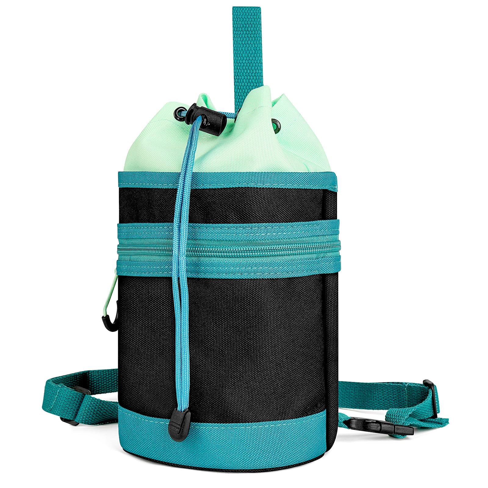 Linkidea Half Gallon Water Bottle Carrier with Strap Compatible with 64oz YETI Rambler Bottle, Hydro Flask, Waterbottle Sling Bag Holder, Shoulder Strap with Phone Pocket, Black & Blue