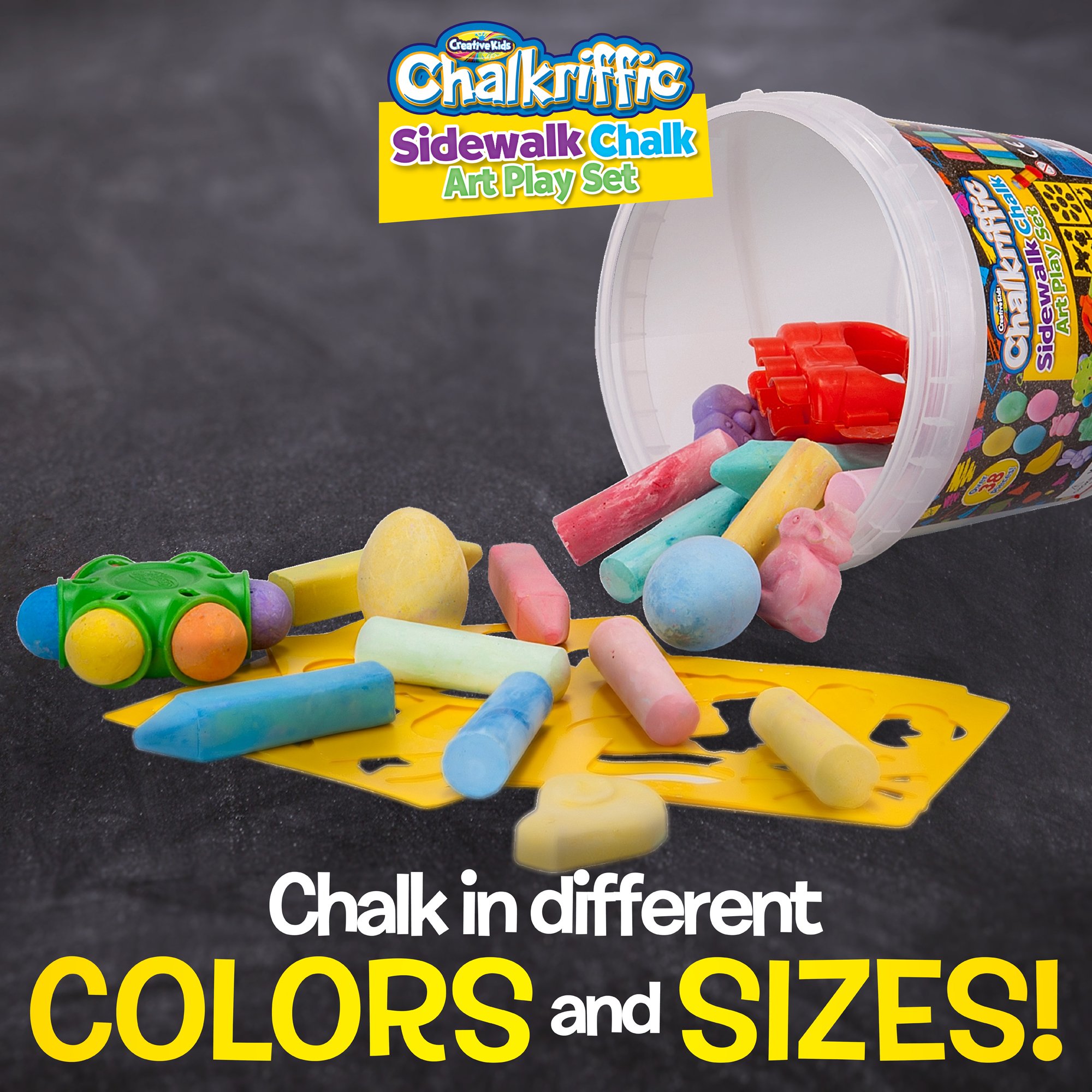Creative Kids Premium Sidewalk Chalk Art Play Set Bucket Bundle of