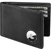 LORZOR Wallet for Men for Apple AirTag, Bifold Full Grain Leather Mens AirTag Wallet with AirTag Holder, RFID Blocking Air Tag Wallet with ID Window up to 12 Cards Gifts for Men