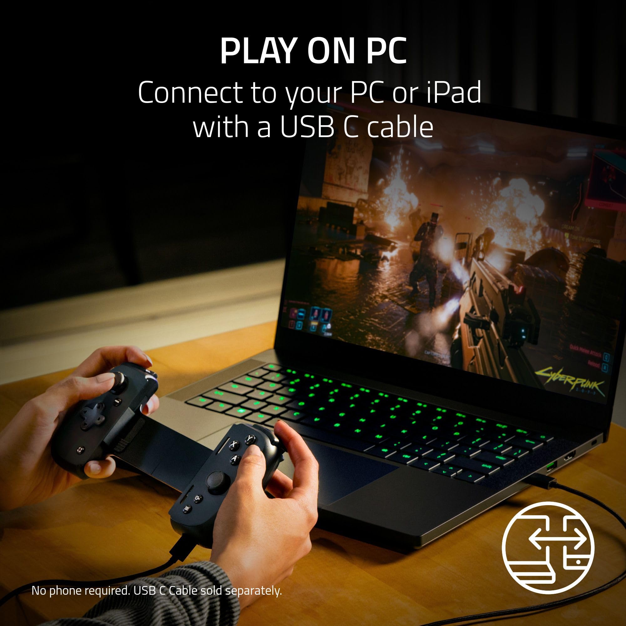 Razer Kishi V2 Gaming Controller for Android & iPhone 15 Series (USB C): Console Quality Controls - Stream PC, Xbox, PlayStation Games on Phone, Mobile - Passthrough Charging - Virtual Controller Mode