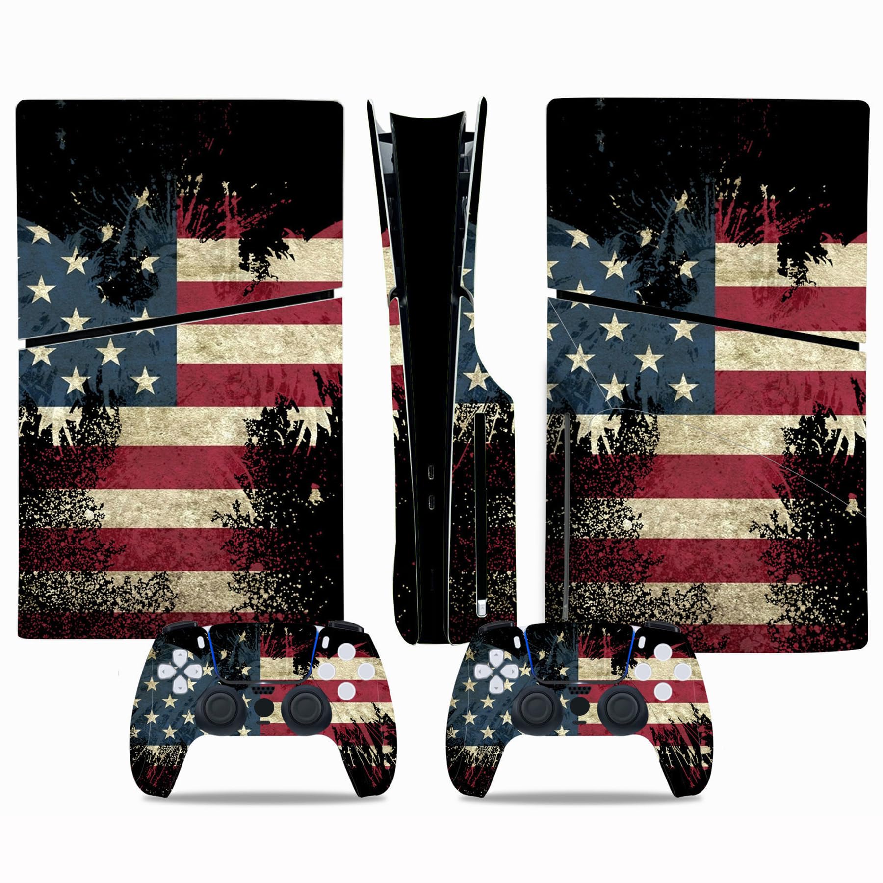 Skin Sticker Compatible with PS5 Slim Console, Protective Vinyl Decal Cover Wrap for Disc Edition Controller