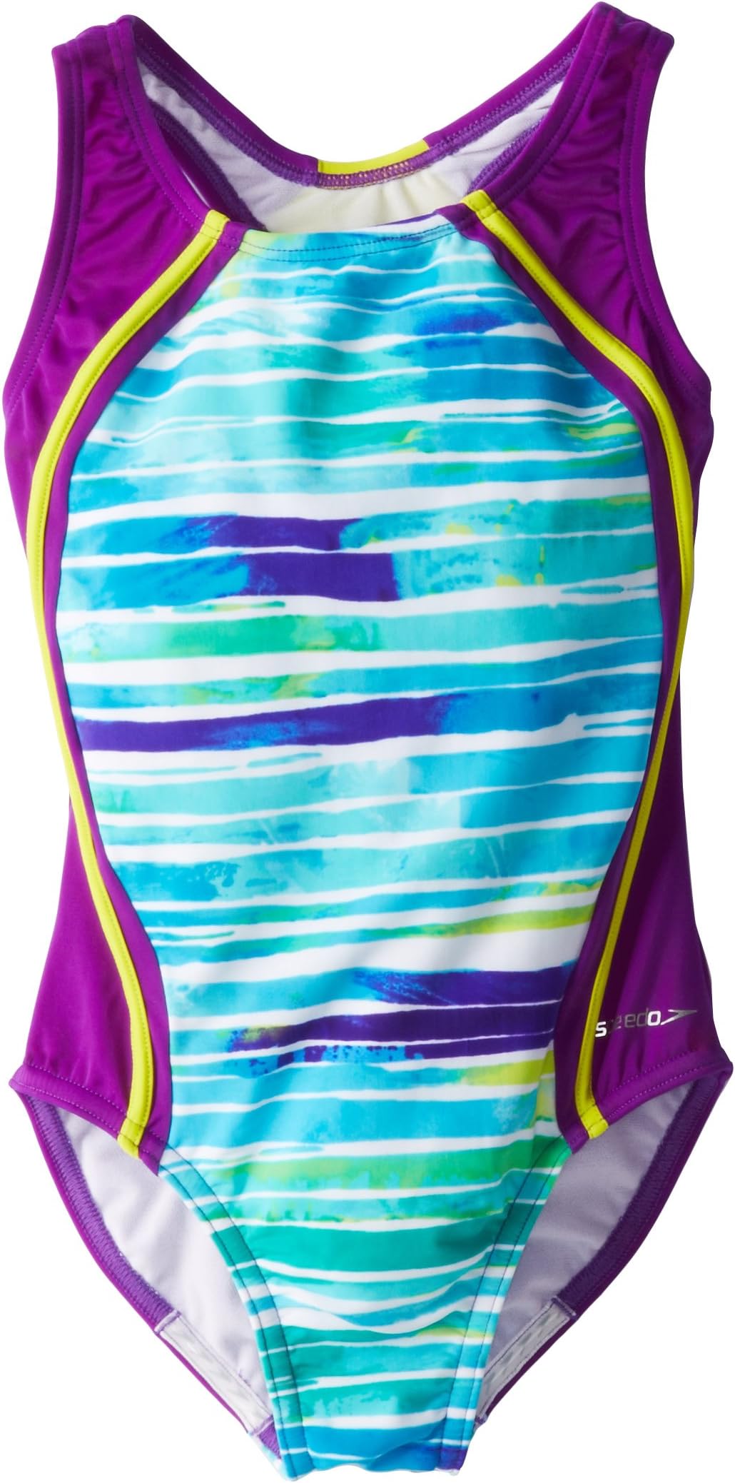 Speedo Big Girls' Stripe Remix Sport Splice One Piece Swimsuit