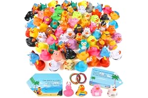 Nakraly 90 Pieces Cruise Duck Kits Includes 30 Cruise Ducks with 30 Cruising Duck Tags 30 Rubber Bands, Assortment Rubber Ducks with Tags for Cruise Ships Hiding Ducking