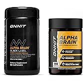 ONNIT Cognitive Performance Bundle: Alpha Brain Nootropic Capsules (90 Count) + Alpha Brain Black Label Capsules (80 Count), IGEN Non-GMO Tested Focus, Mental Clarity & Alertness, Pack of 2