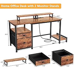 Furologee 47" Computer Desk with File Cabinet and