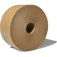3'' x 450 Feet Reinforced Water Activated Gummed Kraft Paper Tape, for Heavy Duty Secure Packing Shipping, Tamper Evident Gummed Tape, Brown - 1 Roll