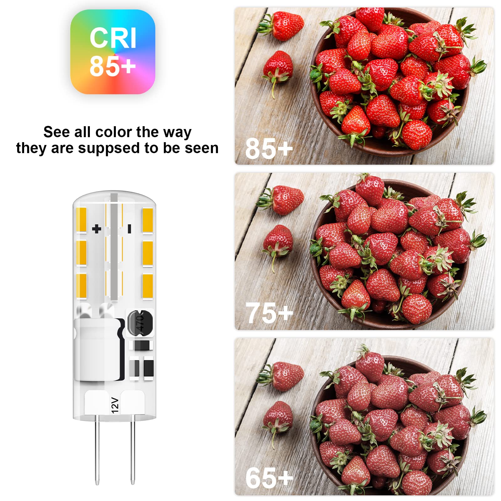 Gaormii G4 LED Bulb JC Type BiPin Base Bulb 1.5W AC/DC 12V 10W T3