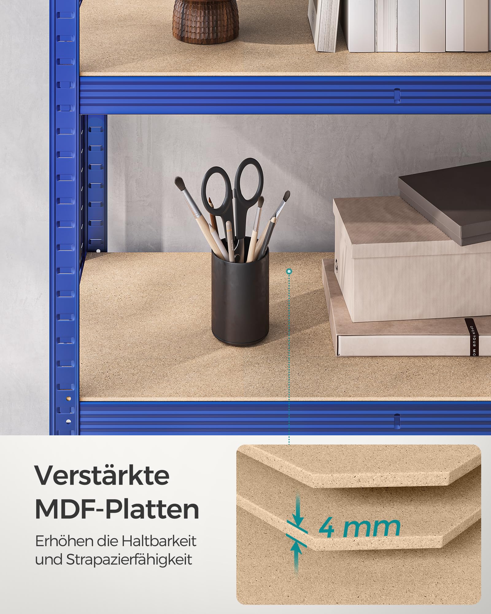 SONGMICS Schwerlastregal, 2er Set, Kellerregal, Lagerregal, 40 x 90 x 180 cm, Regal mit Stahlgestell, jeweils bis 875 kg belastbar, 5 verstellbare Ablagen, blau GLR040Q02 8