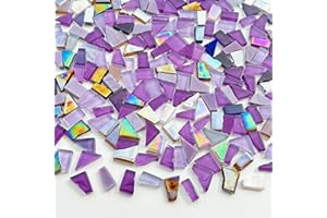 Hengyisha 250g Glass Mosaic Tiles for Crafts, Stained Glass Supplies, Stained Glass Kits for Adults, Stepping Stone Kit, Mixed Purple Colors 0.4 inch Irregular Shapes