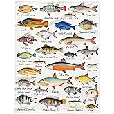 Fish Flannel Fleece Throw Blanket, Ultra Soft Fluffy Fuzzy Blanket for Living Room Bedroom, Fishing Gifts for Dad Grandpa S 50"x40" for Kids
