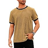 OLEMEK Men's Sparkly Tee Short Sleeve Glittery T Shirt Rave Party Nightclub Top