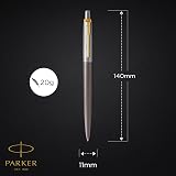 Parker Jotter XL Ballpoint Pen Grey Lacquer Gold Trims Medium Point Blue Ink view 3