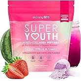 SkinnyFit - Super Youth Collagen for Women - Multi Collagen Peptides Powder - Probiotics, Fiber, Hyaluronic Acid - Non GMO, Gluten Free, Sugar Free - Beauty - Strawberry Watermelon (28 Servings)