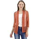 BENANCY Women's 3/4 Sleeve Lightweight Mesh Crochet Short Shrug Cardigan
