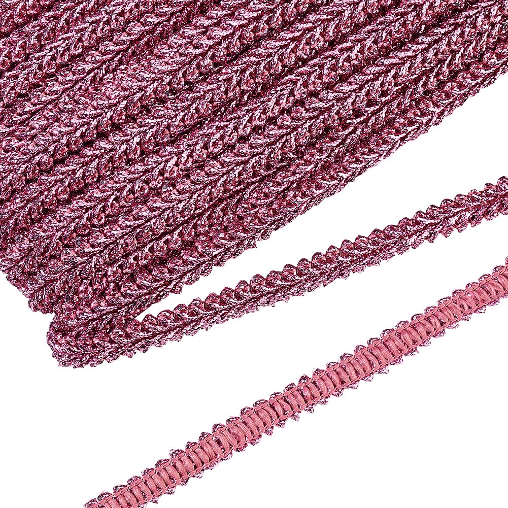FINGERINSPIRE 27 Yards Metallic Braid Lace Trim Pink Sewing Centipede Braided Lace 10mm Wide Decorated Gimp Trim DIY Craft Sewing Accessories for Wedding DIY Clothes Jewelry Crafts Home Decor
