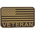 uuKen PVC US Veteran Flag Patch 3x5 inches Coyote Tan with Hook Fastener Back for Vests Bags Hats Caps Clothing (Tan, L5 x3)