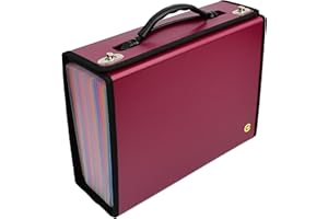 CNK Accordion File Organizer 24 Pockets Expanding Expandable File Folders Document Letter, A4 File Box Durable Handle Business, Office, School Home- Black with Color Pocket