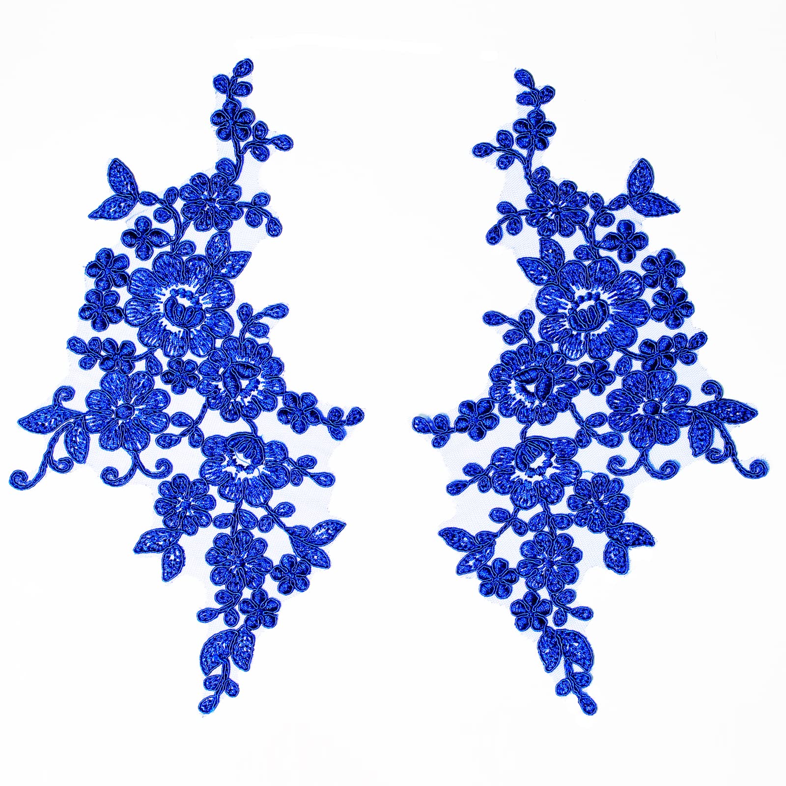 4 X Embroidered Lace Bridal Wedding Lace Applique Trim Motif #4A (Royal Blue)