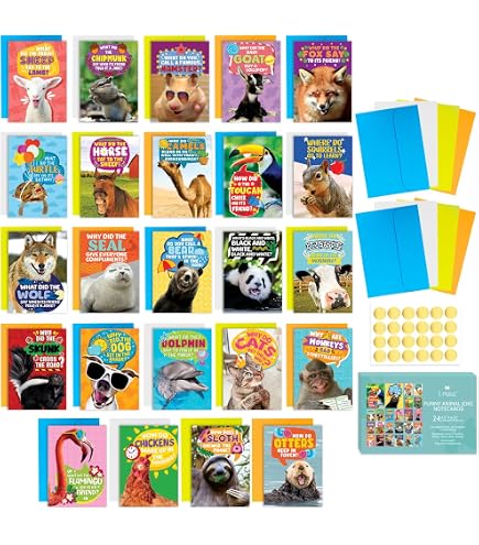 Cartes De Notes Pour Boîte à Déjeuner Oospecka - 50 Cartes Animaux, 6,3x8,9 Cm, Papier épais, Message Personnalisé, Pour Enfants