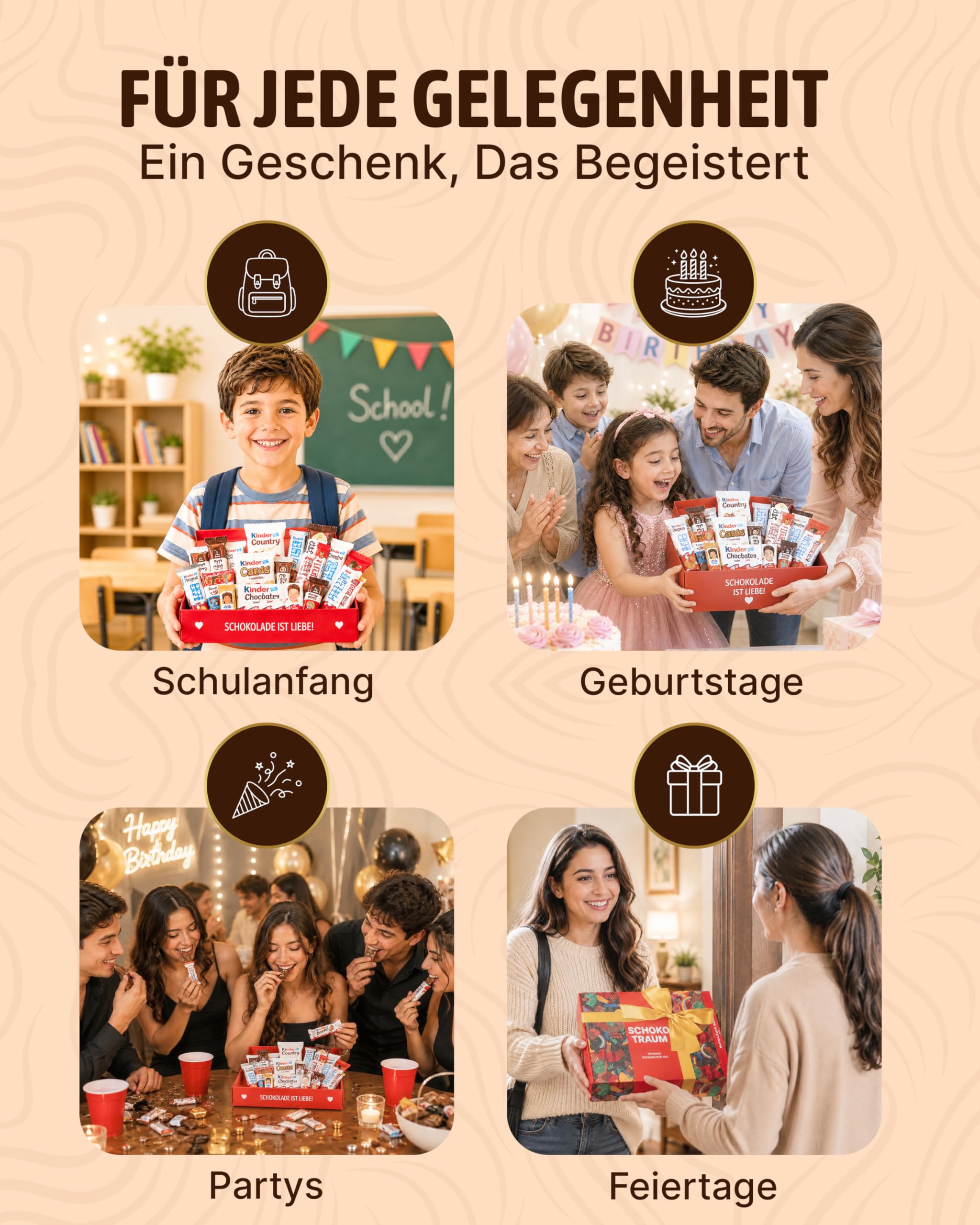 Süßigkeiten Box mit Kinderschokolade - "Schokotraum" von Candy Circle, Wunderschöne Süssigkeiten Box mit Bueno, Kinder Schokolade und Kinder Country, als Geschenk oder Naschbox 4