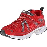 TSUKIHOSHI Storm Kids Shoes - Strap-Closure Machine-Washable Kids Sneakers with Wide Toe Box and Slip-Resistant, Non-Marking Outsoles, Red/Gray - 1 Little Kid (4-8 Years)