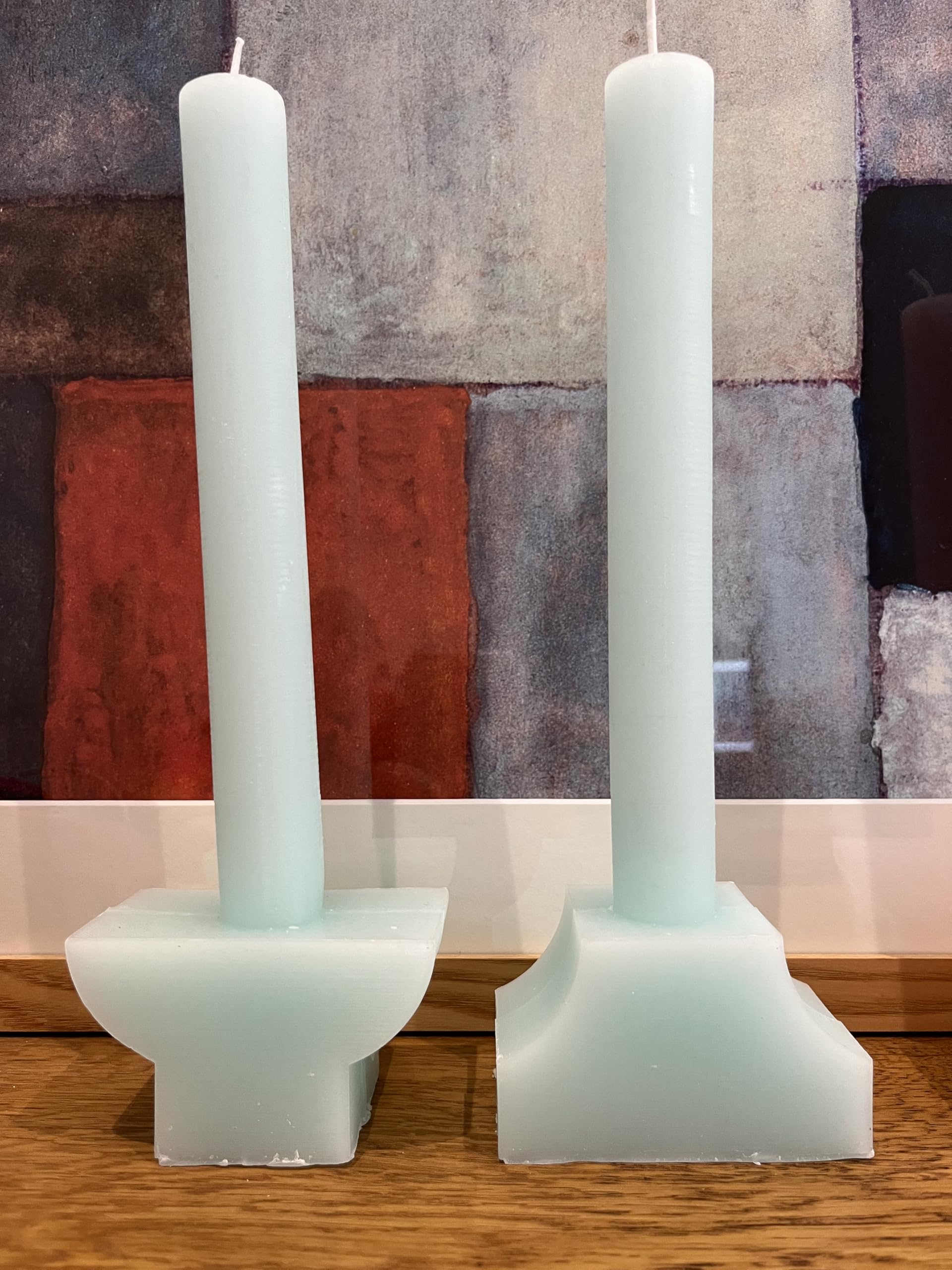 Pilas Pillar Hand-Carved Design Mint Candles 2 Pack Elegant Single Wicks 15 Hour Burn Time