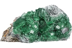 dssmboom Natural Raw Fluorite Crystal Cluster Mineral Specimen for Collection, Madagascar Stone Green Fluorite Rough Geode Crystal for Meditation Home Office Decor, 0.66-0.88 lb