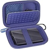 Case Compatible with Samsung T9/ T7/ T7 Shield Portable SSD 1TB 2TB 4TB External Hard Drive, Storage Travel Carrying Holder Organizer for Solid State Drives & USB Cable (Box Only)-Blue