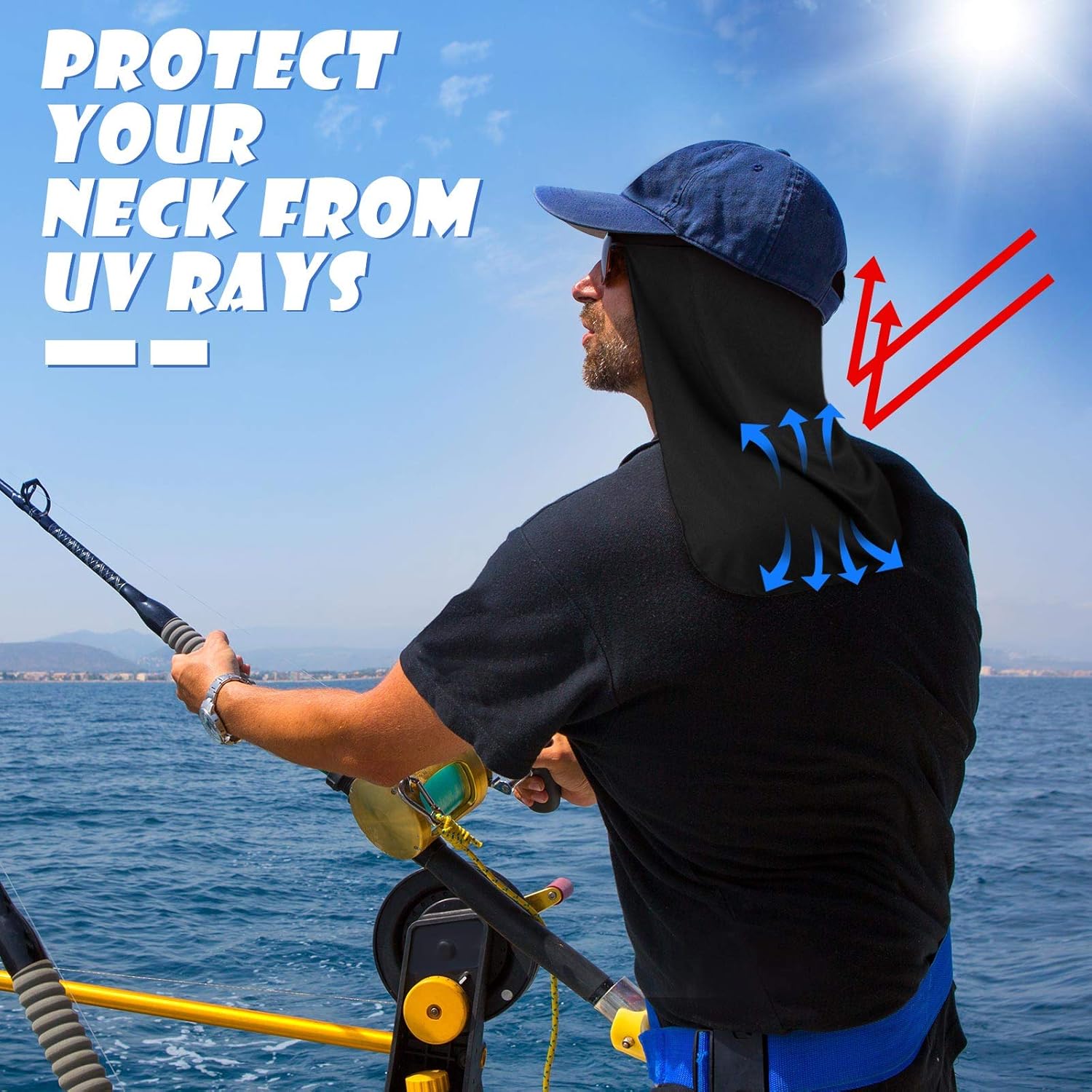 6 Pieces Elastic Resistant Hard Hat Neck Shade Elastic UV Protection Sun Shade Hat Neck Shield Neck Protector to Cover Neck for Fishing, Riding (Black) - - 