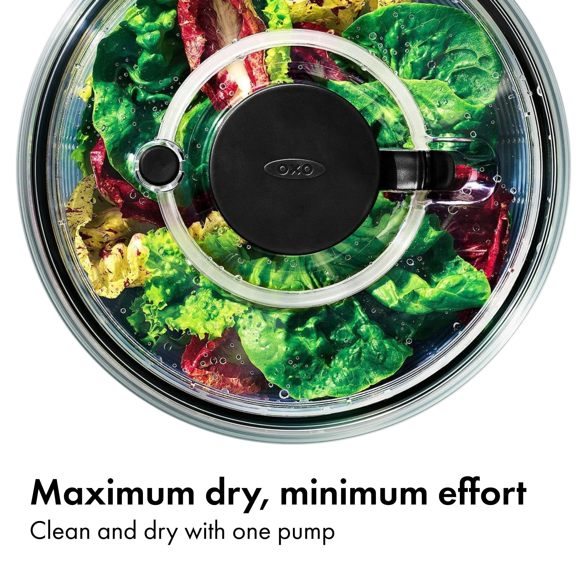 OXO Good Grips Glass Salad Spinner - Large 6.22-Qt Lettuce & Fruit Washer, Borosilicate Glass Bowl, BPA-Free, Easy Pump