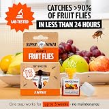 Super Ninja Fruit Fly Trap 12 Pack Natural Attractant Safe for Kitchen view 2