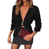 Ziesexy Womens Cardigan Sweaters Deep V Neck Button Up Sweaters Dressy Open Front Fall Knit Cardigans Top Shrugs for Women
