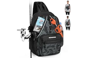 KastKing Karryall Sling Tackle Bag–Fishing Sling Pack,Fishing Backpack With Rod Holder,MOLLE System,Soft Bait & Gear Storage