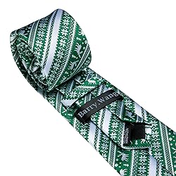 Barry.Wang Mens Christmas Tie Set Green White Elk