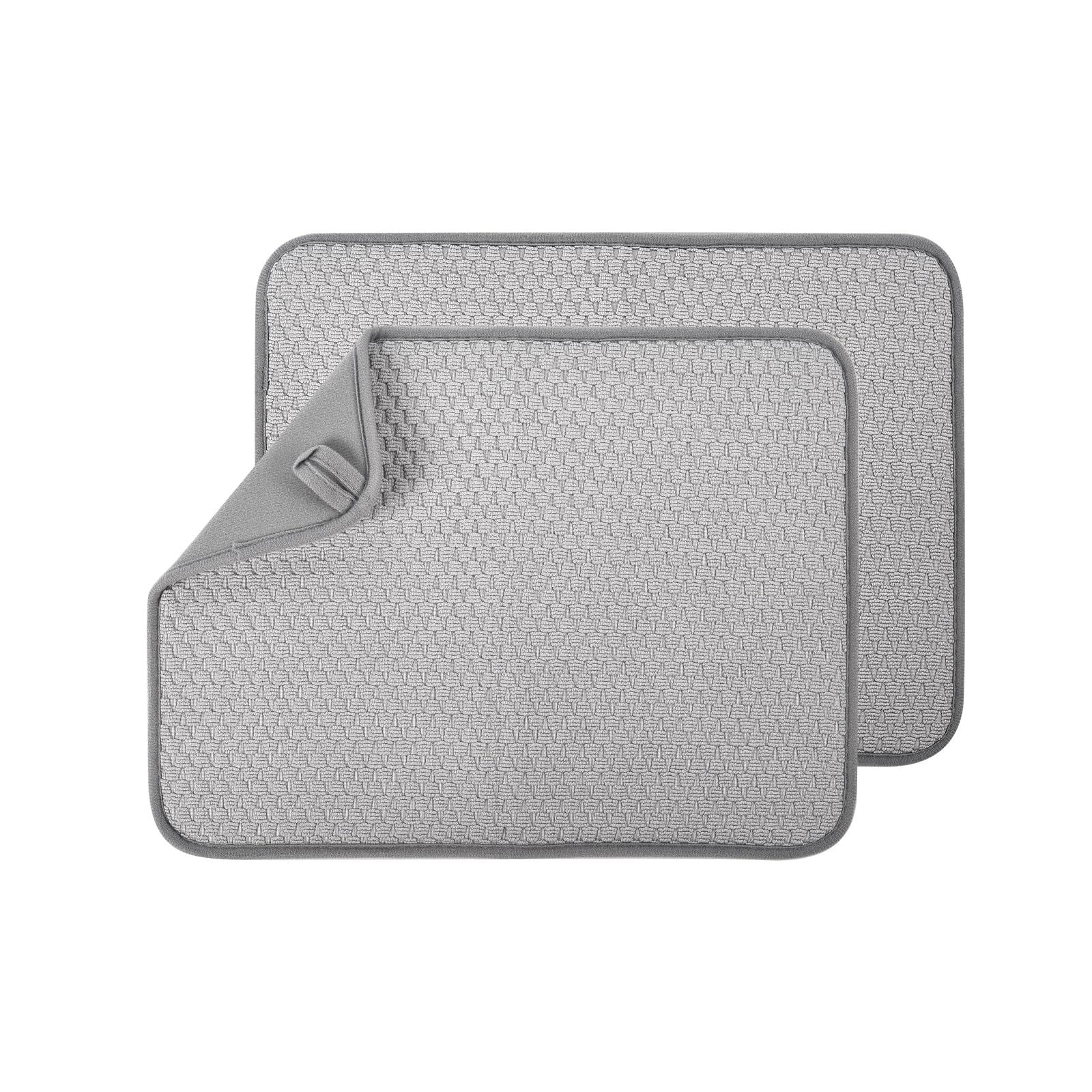 Dish Drying Mat Microfibre Quick Draining Board Pad Mats, Highly Absorbent Plate & Cup Drainer Board Mats for Homer Kitchen Countertop Bathroom Sink [2 Pack Small]