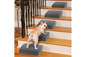 INRLKIT 5 Pack 40D Density Foam Dog Ramp for Stairs Suits for Small Dogs Cats, Pet Steps Stairs for Staircase Stairs with Anti-Slip Bottom and Self-Sticky Pads to Fix Grey