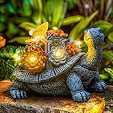 YDKOJGW Solar Garden Outdoor Statues with Succulent and 7 LED Lights - Lawn Decor Tortoise Statue for Patio, Balcony, Yard Ornament - Unique Housewarming Gifts (Gray Turtle)