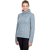 100% Super Soft Merino Wool Irish Cable Knit Turtleneck Women Sweater