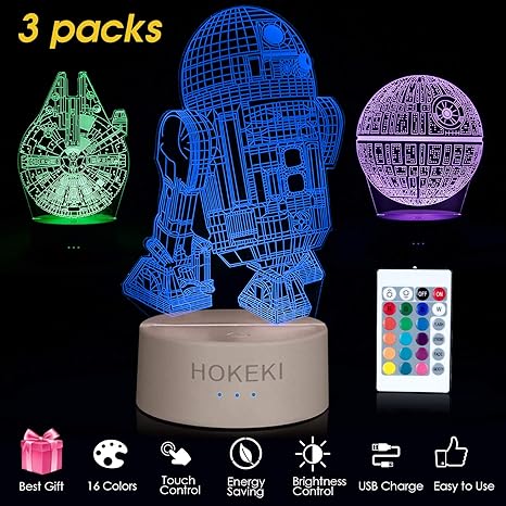 HOKEKI Star Wars Night Light 3D Illusion Star Wars Night Light-Death