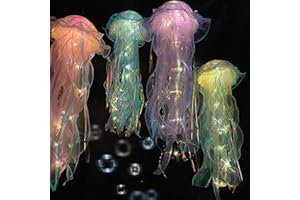 Jellyfish Lanterns, 4pcs 21.7inch Shiny Hanging Jellyfish Decorations, Ocean Theme Party Hanging Jellyfish Lights for Party C