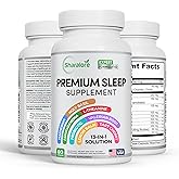 Sharalore 13-in-1 Natural Sleep Aid for Adults – Melatonin-Free Premium Sleep Supplement with Magnesium, Ashwagandha, 5-HTP, Valerian Root & Probiotics – Non-Habit Forming – 60 Capsules