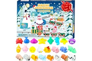 PANSHAN Mochi Squishies Advent Calendars 2025 Kawaii Christmas Countdown Toys Party Favors for Kids Gift for Christmas with 24pcs Different Cute Animal Toys for Girls Boys Xmas Countdown Calendar