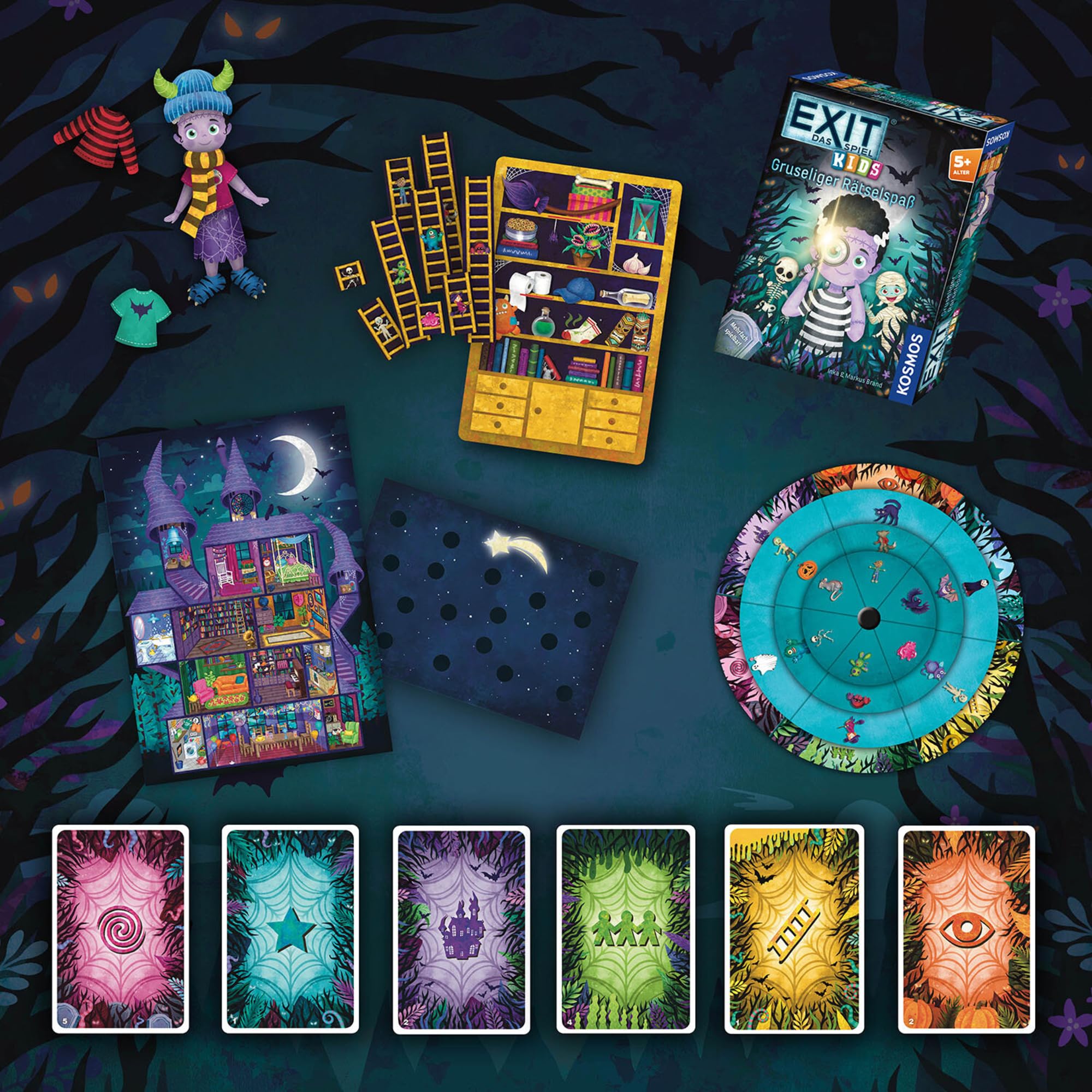 KOSMOS 684280 EXIT® - Das Spiel Kids - Gruseliger Rätselspaß, Rätselspiel ab 5 Jahre für 1-4 Kinder, mehrfach spielbar, Escape Room Spiel, Exit Game, Halloween Spiel, Kinderspiel 2