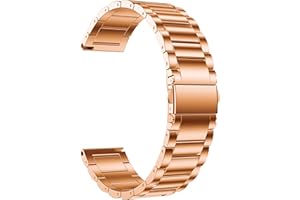 Anrir for Garmin Vivoactive 4S Bands, 18mm Stainless Steel Bands for Garmin Venu 2S/Forerunner 255s/255s Music/Vivomove 3S 39mm Bands, Fossil Women's Gen 6/5E 42mm/Gen 4 Q Venture HR Band-Rose Gold